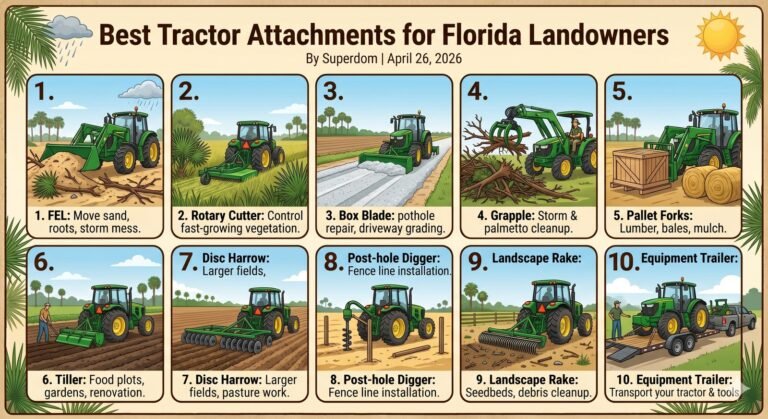 Common tractor attachments for Florida landowners