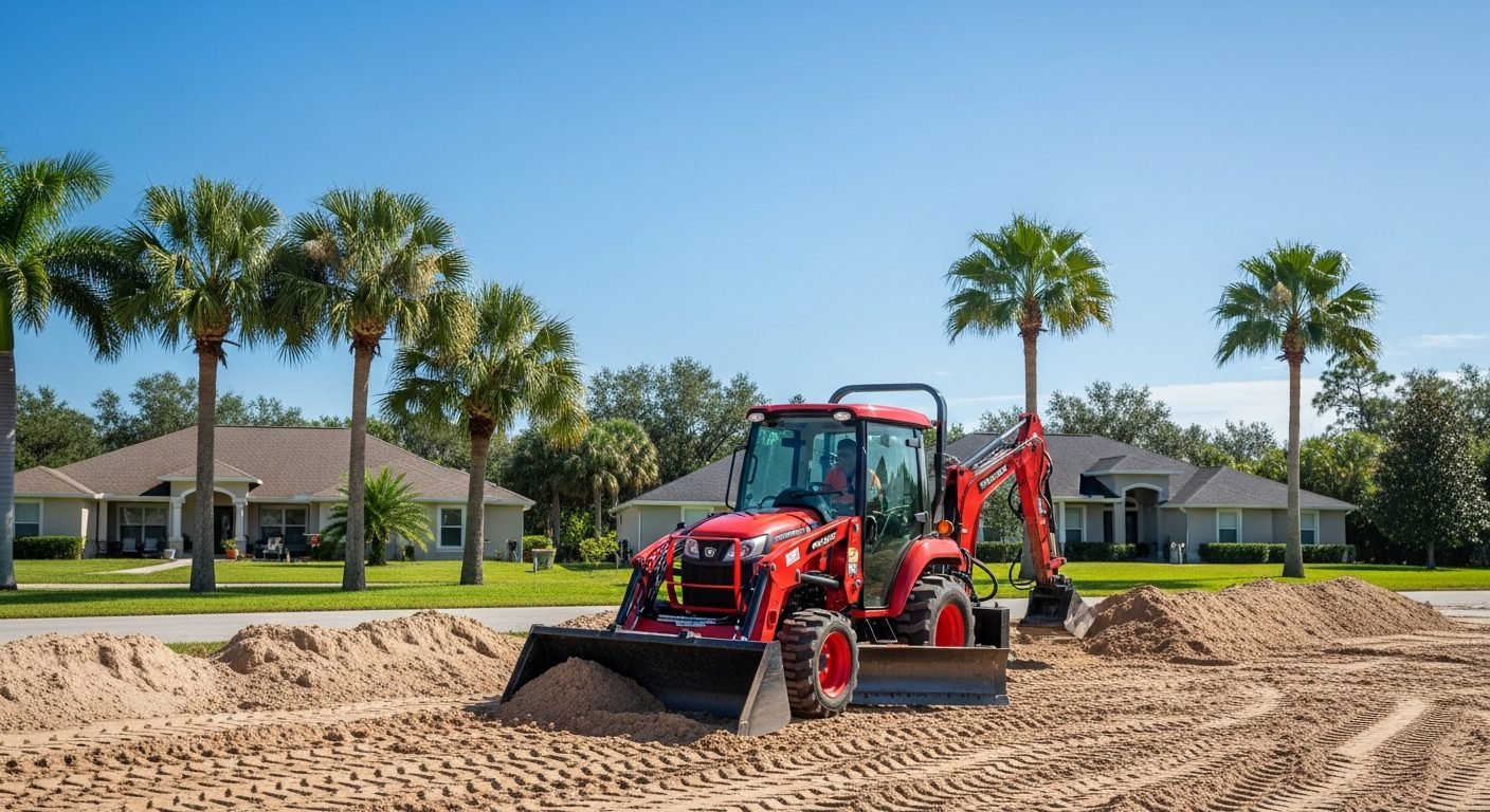 Tractor Rentals in Tampa, FL 1 Tractor rental scene in suburban Tampa Bay Florida