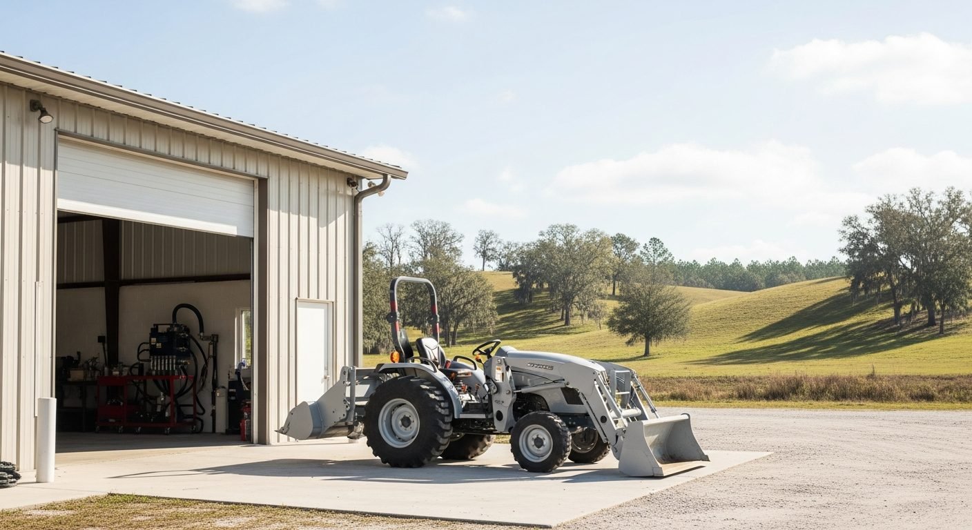 Tractor outside a service shop in Brooksville Florida Hernando County