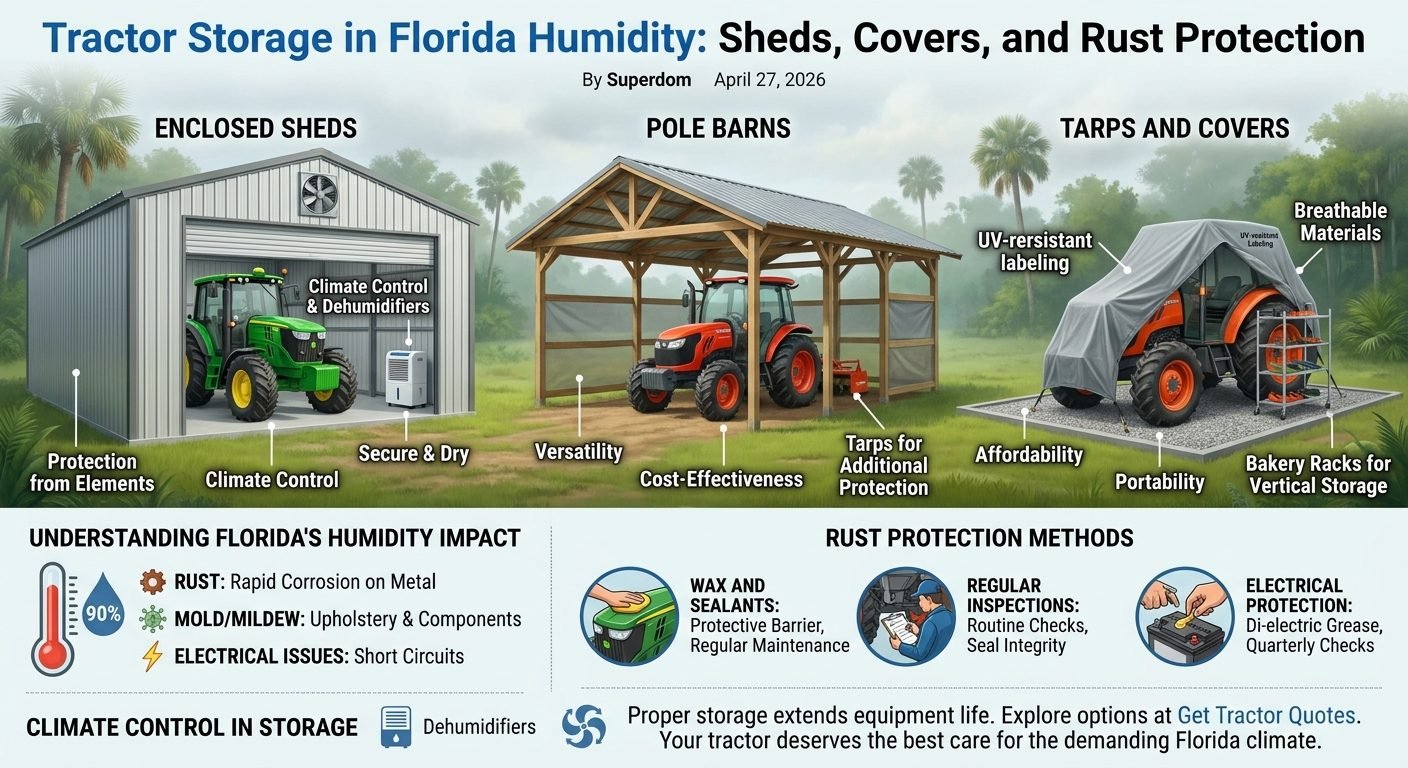 Tractor Storage in Florida Humidity: Sheds, Covers, and Rust Protection