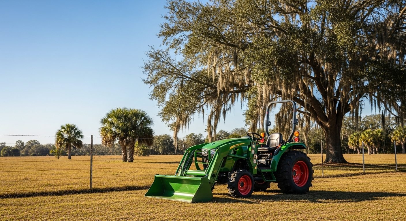 Used Tractors in Bradenton, FL 1 Pre-owned compact tractor on a Bradenton Florida ranch property